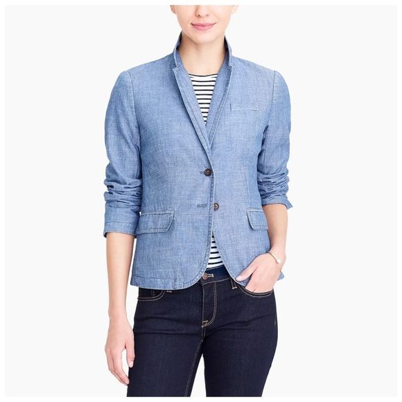 J. Crew Jackets & Blazers - J. Crew Chambray Blue Blazer Size 0